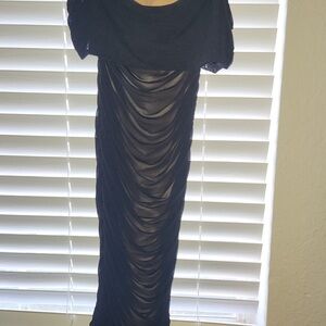 Fashion Nova Black Ruched Maxi Dress